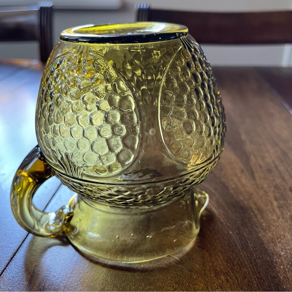 Vintage Avalos Mexican Handblown Floral & Fruit Small Amber/Green Glass Pitcher - Picture 12 of 16